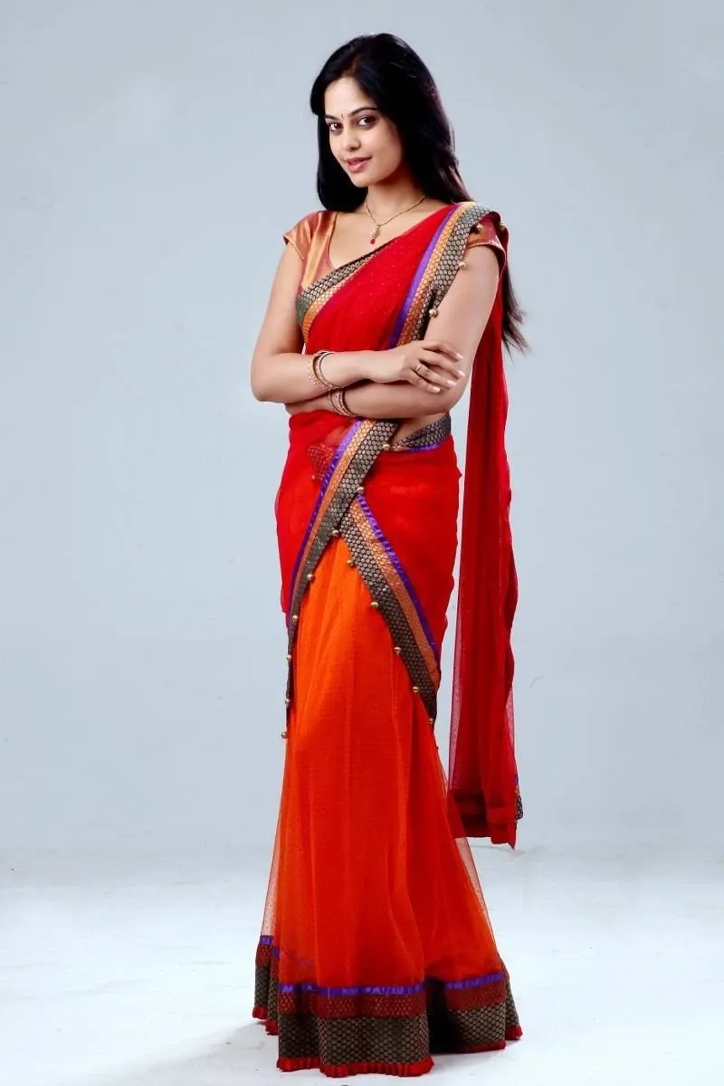 Indian Girl Bindu Madhavi Images In Red Saree